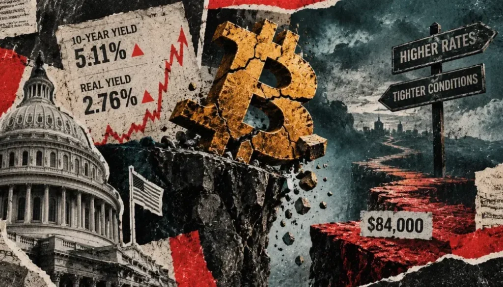Bitcoin falls below $84,000 as US real yields jump to 2.76%