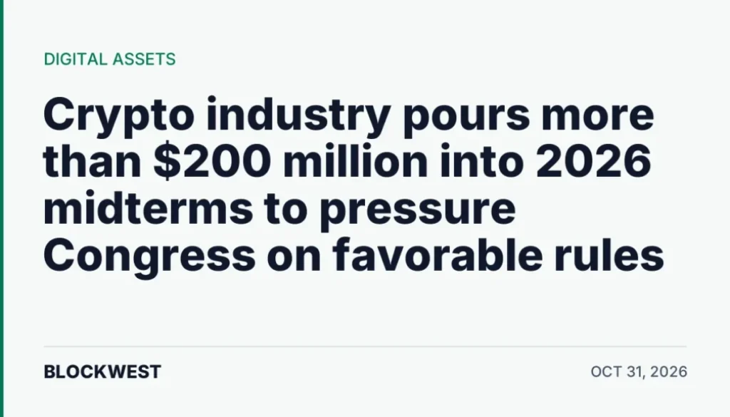 Crypto industry spends $200 million to influence 2026 congressional races